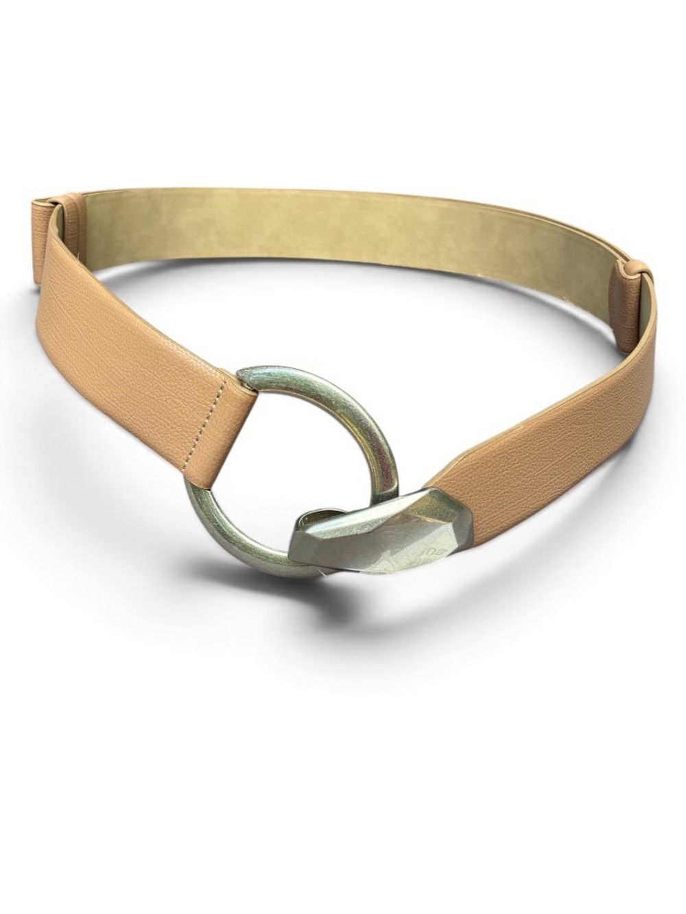 NWT Wynne Collection Silver Ring Buckle Belt in Taupe Brown Plus Size
